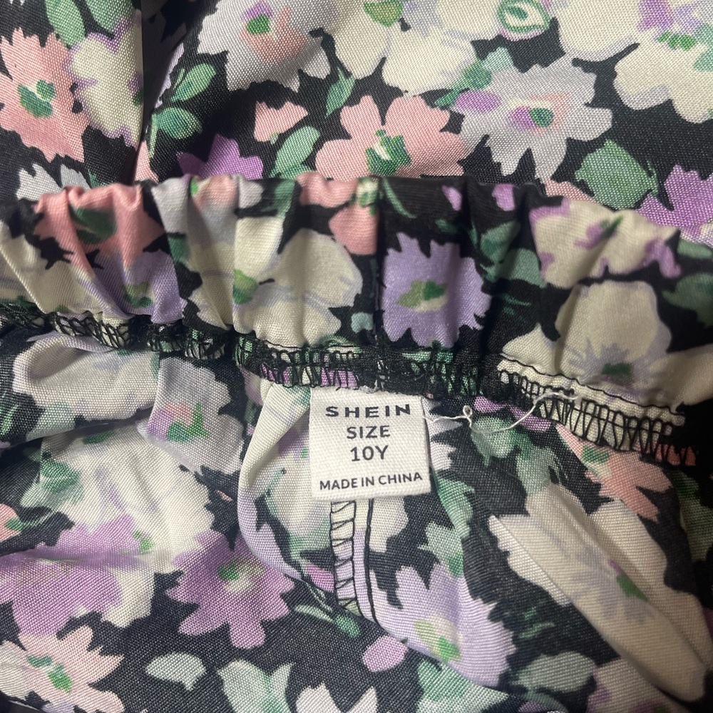 SHEIN Floral Kids Skirt - Black, Pink, Green, White